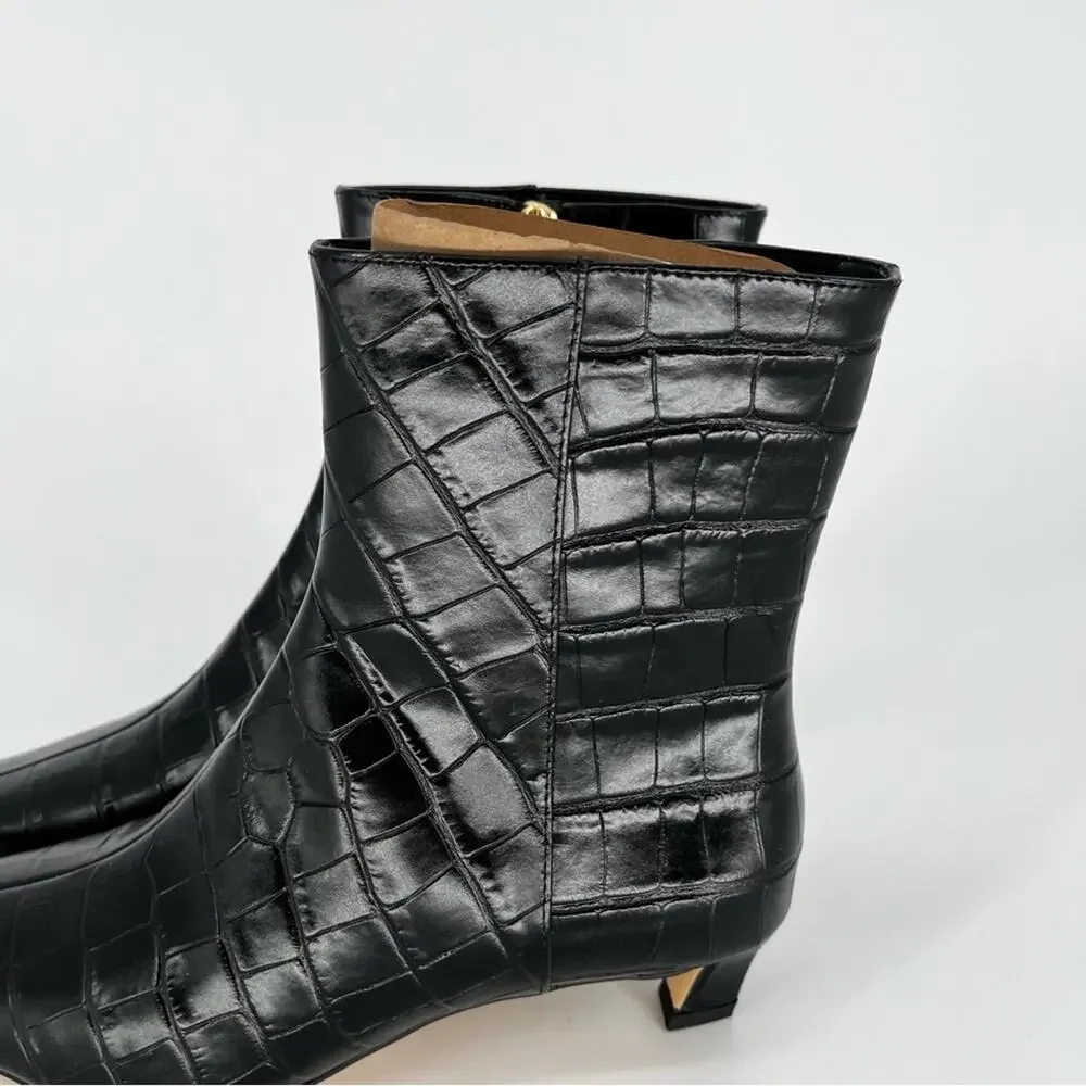 MICHAEL Michael Kors Cosmo Croc Embossed Kitten Heel boots black - 6